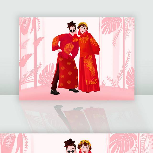 中国风婚纱插画