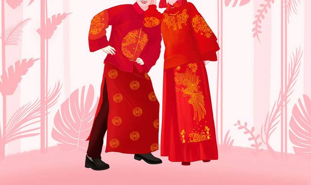 中国风婚纱插画