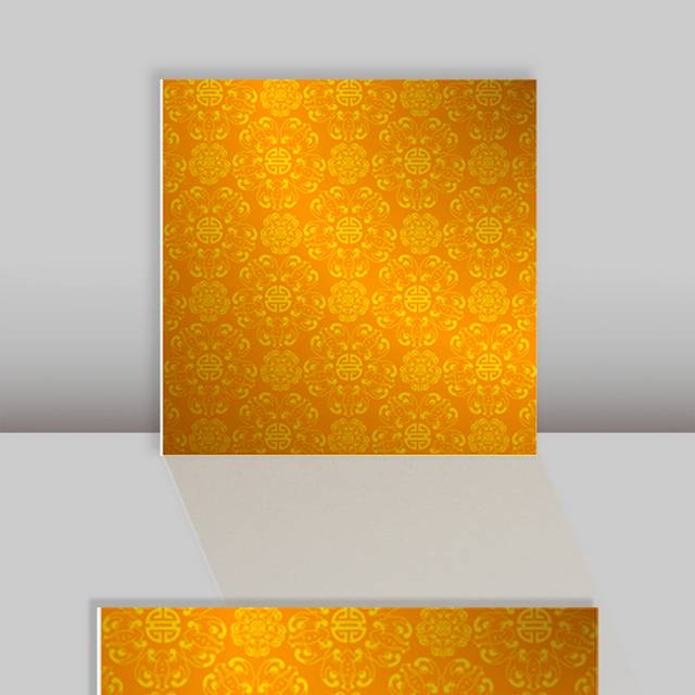 中式黄色花纹背景图案