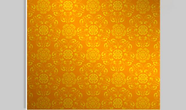 中式黄色花纹背景图案