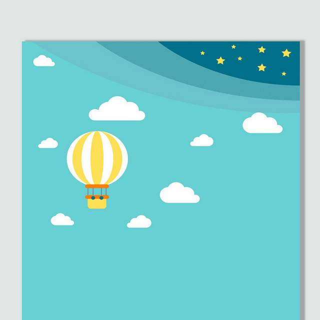 矢量云朵热气球卡通背景