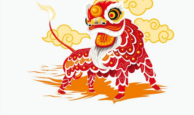 古典春节人物舞狮素材