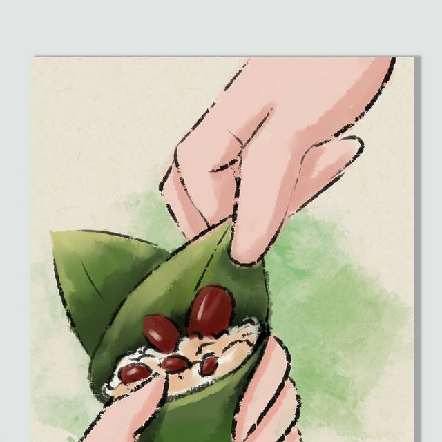 包红豆粽子端午节插画素材