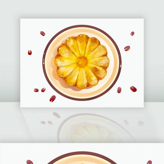 手绘红豆月饼中秋节素材