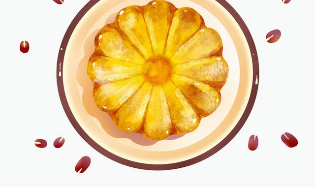 手绘红豆月饼中秋节素材
