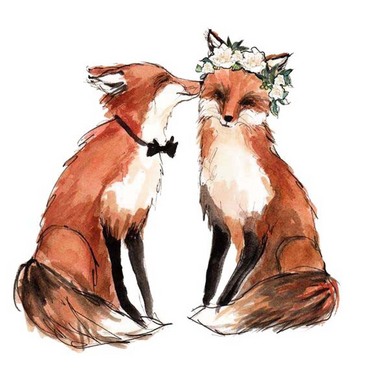 小狐狸与黄花装饰油画