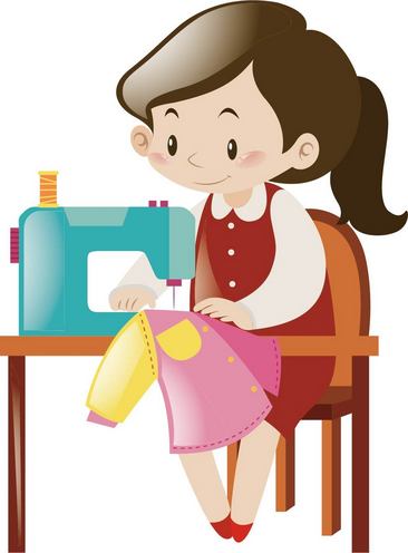 卡通女孩缝纫机