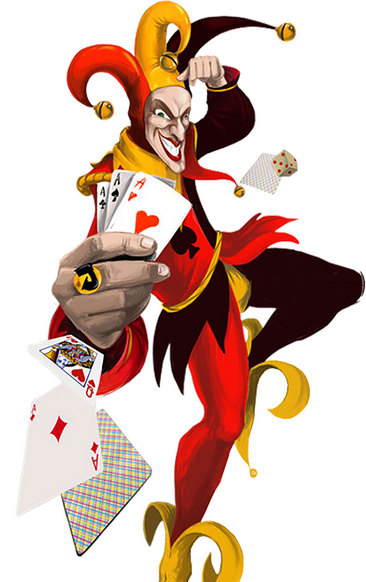 小丑拿扑克牌的照片图片