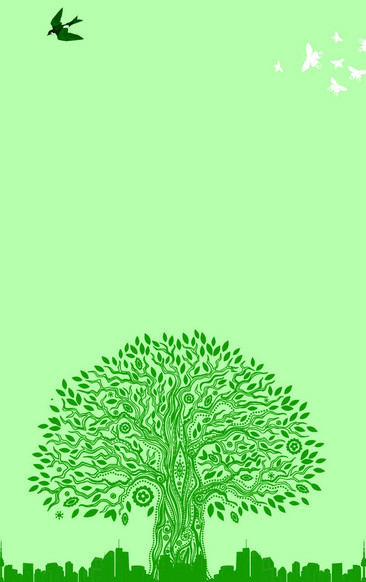 绿树手绘h5背景