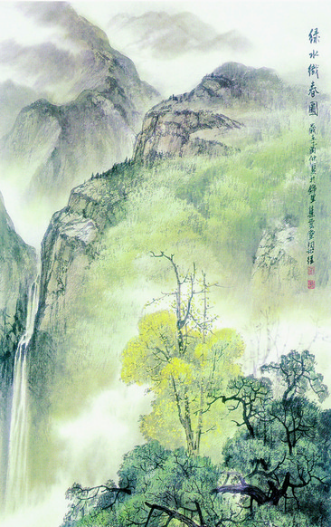 水墨山涧村庄装饰画