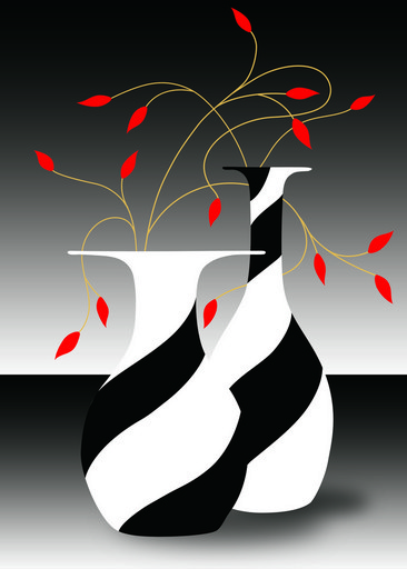 花瓶黑白装饰画背景图片