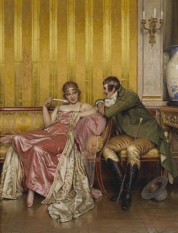 沙发上的女人欧洲宫廷油画