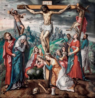 耶稣被钉死在十字架上油画素材