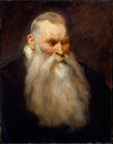 白胡子老人的画像油画无框画 图品汇