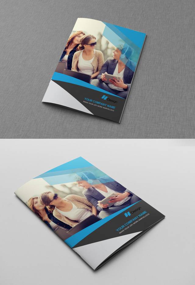蓝色动感公司画册封面设计