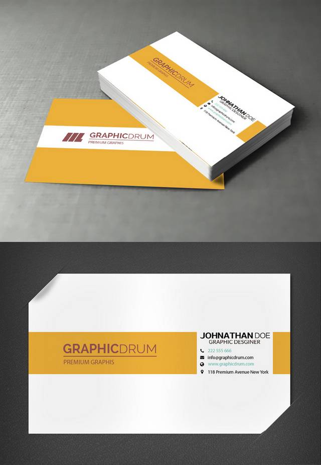 黄色高品质简洁色块企业印刷名片