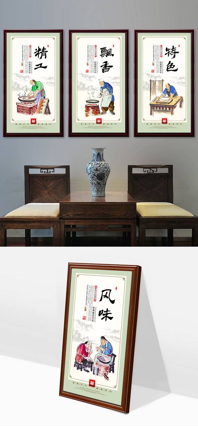 中国传统餐饮美食文化展板设计