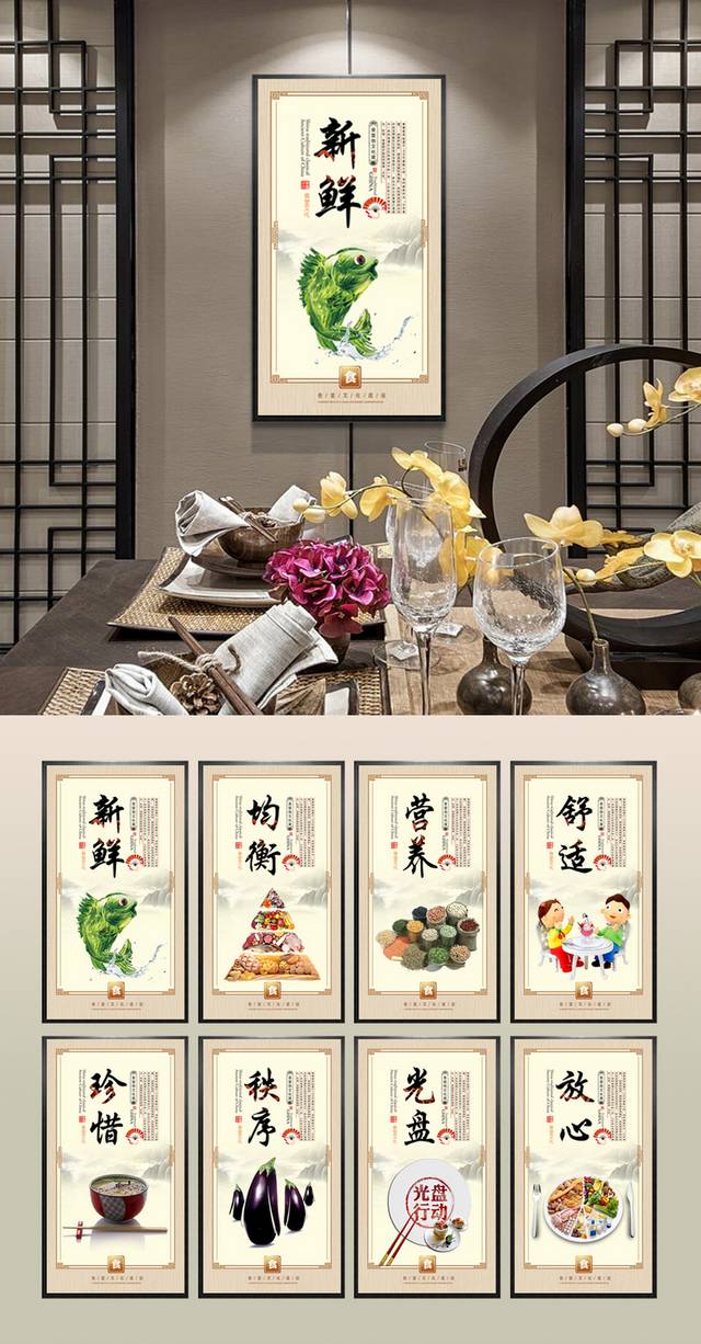 中式食堂文化展板
