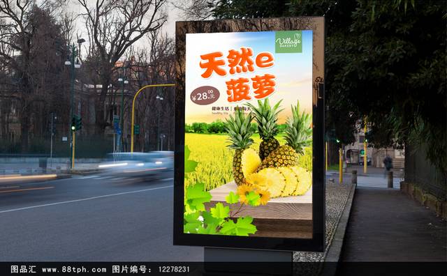 天然菠萝灯箱海报设计