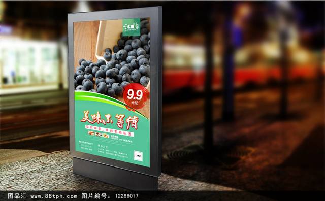 七彩蓝莓水果海报设计