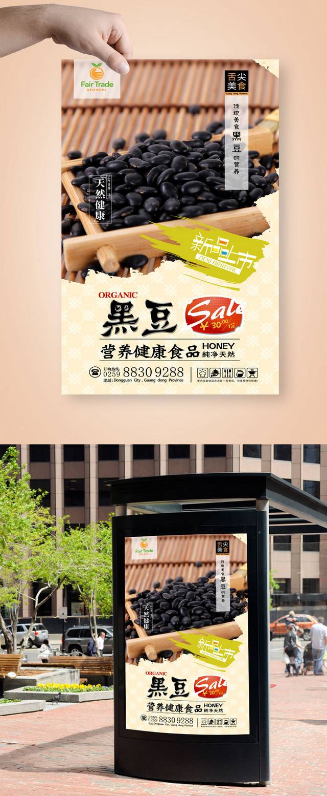经典清新黑豆宣传海报设计psd