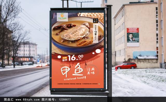 清新高档甲鱼宣传海报设计