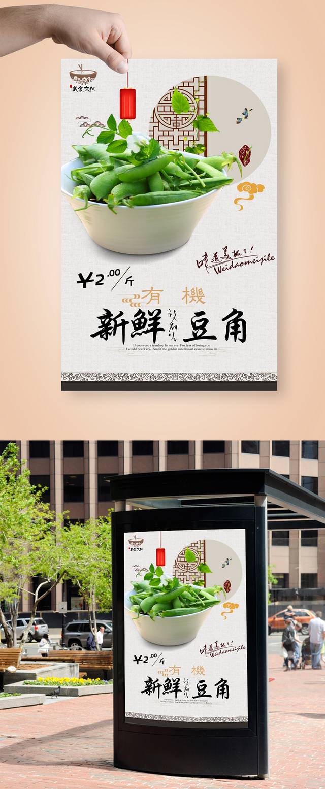 古典清新豆角宣传海报设计