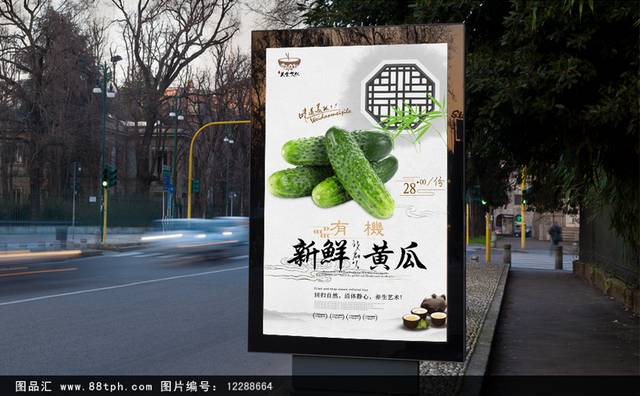 经典中国风新鲜黄瓜海报设计