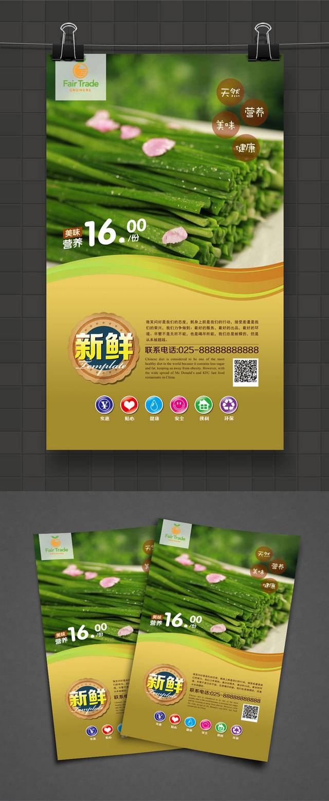 精美蔬菜韭菜海报设计