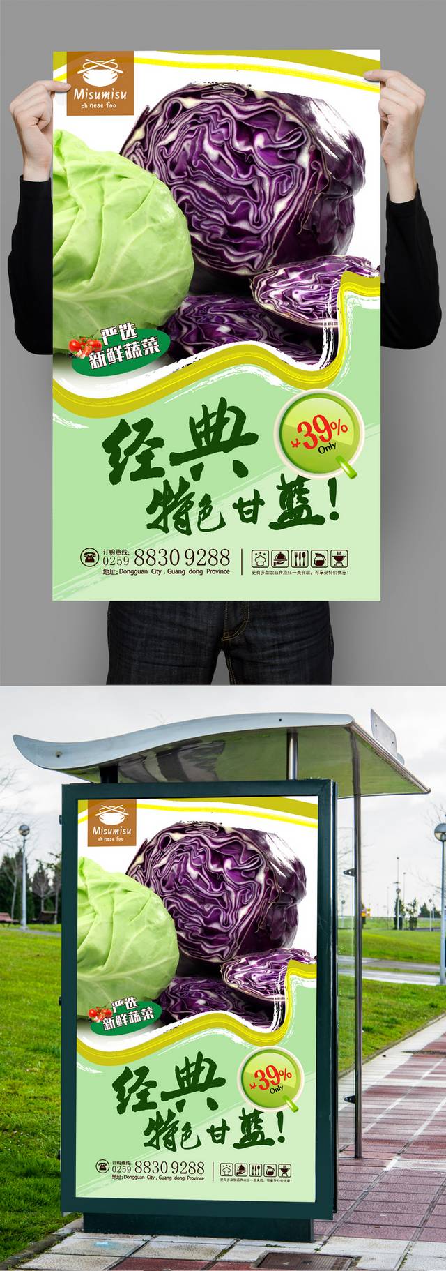 高档清新甘蓝宣传海报设计