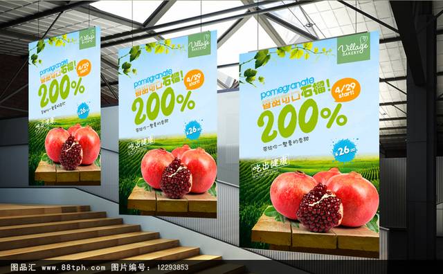 清新水果石榴海报宣传设计
