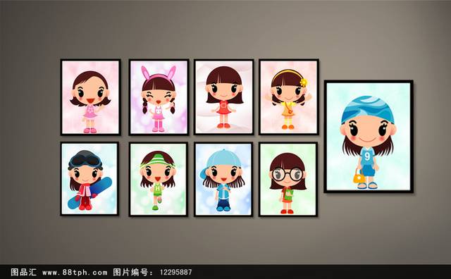 可爱卡通无框画