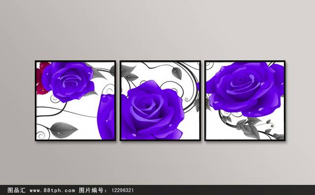 紫色花卉无框画设计下载