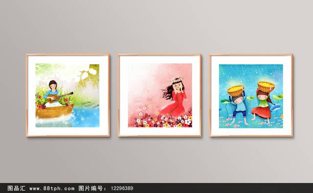 唯美女孩装饰画设计