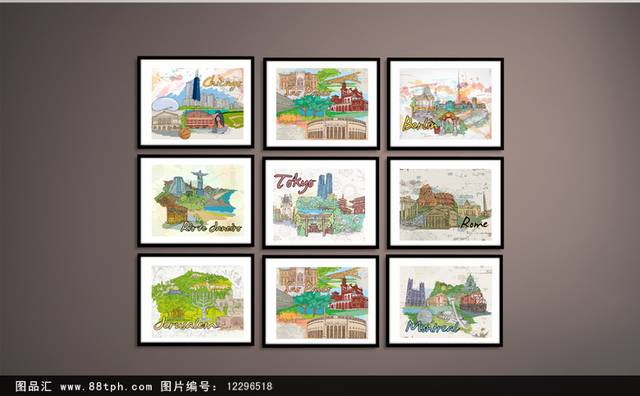 高档手绘风景无框画设计