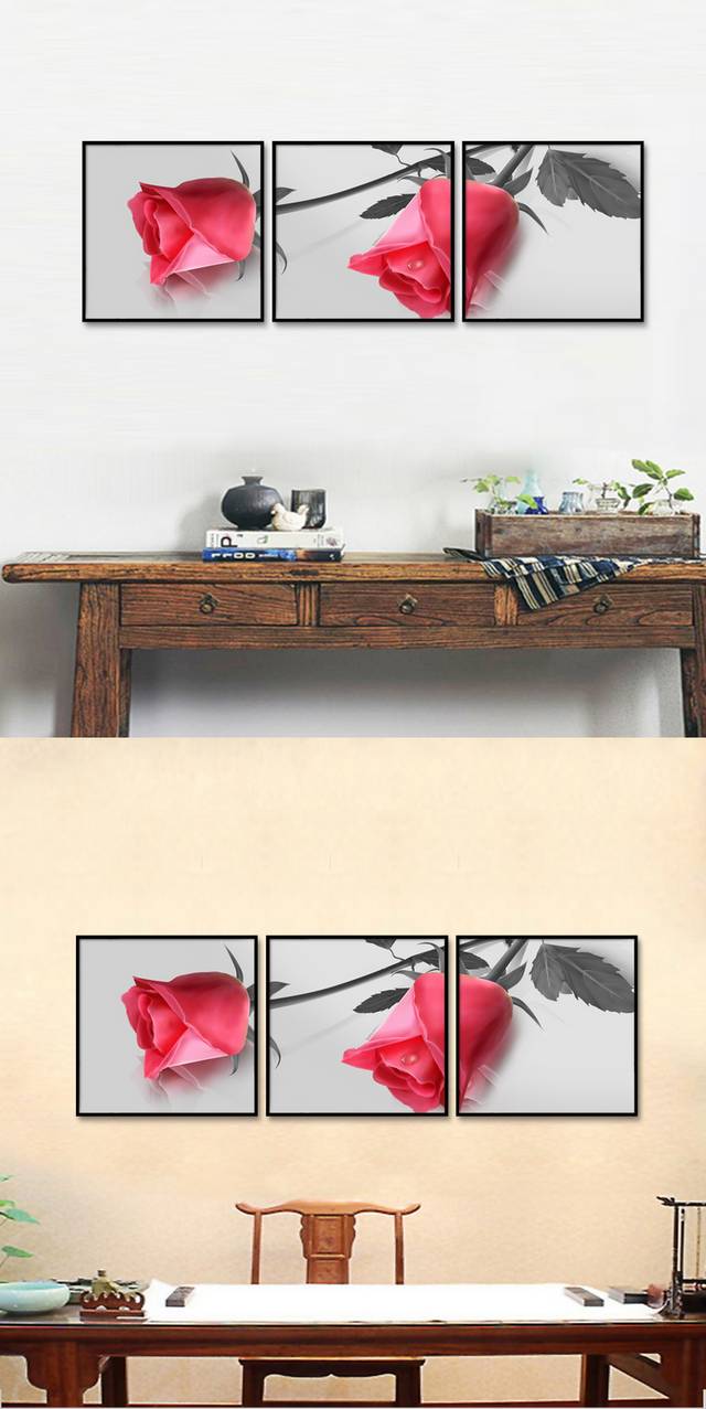精美拼接玫瑰花无框画设计