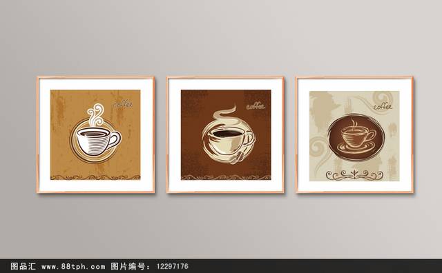 原创简约咖啡杯装饰画设计