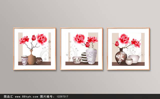 高端复古花瓶无框画设计
