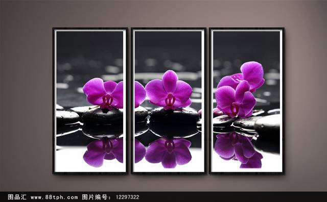 高级紫色花卉装饰画设计