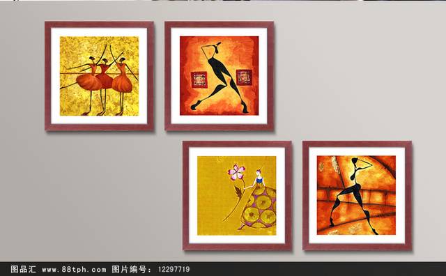 抽象运动人物装饰画设计