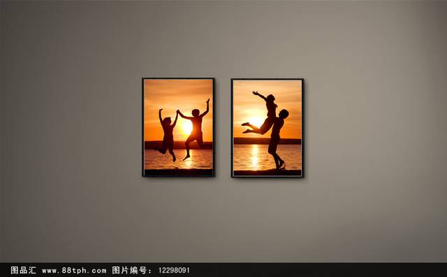 唯美夕阳人物装饰画设计