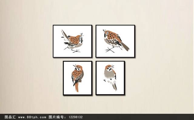 现代简约鸟装饰画设计