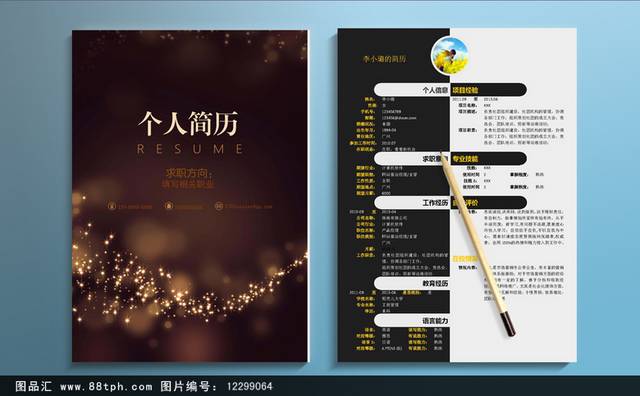 时尚高档个人求职简历表设计