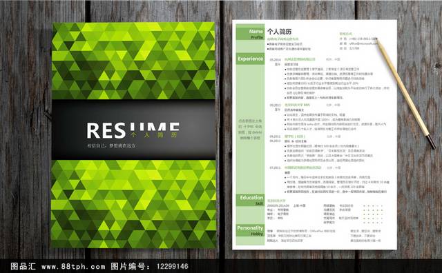 绿色经典个人求职简历表下载