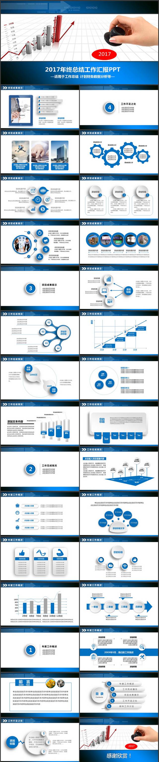 蓝色经典年终工作汇报ppt
