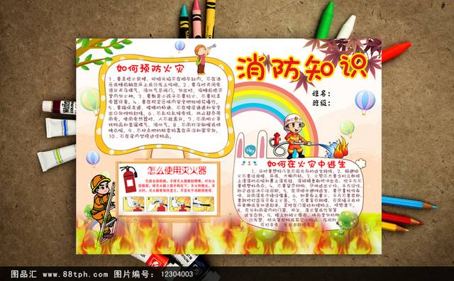 创意消防小报模板设计