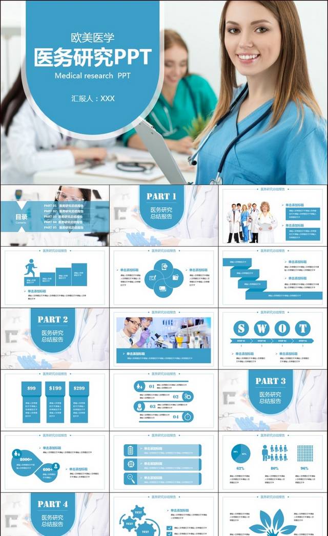 欧美医学医务研究PPT模版医学总结报告