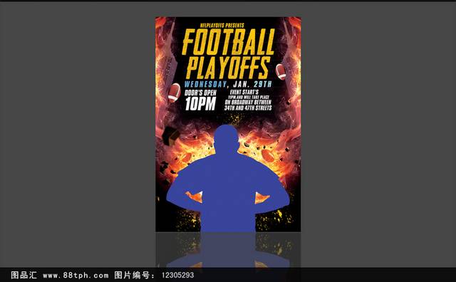 酷炫橄榄球比赛海报设计模板