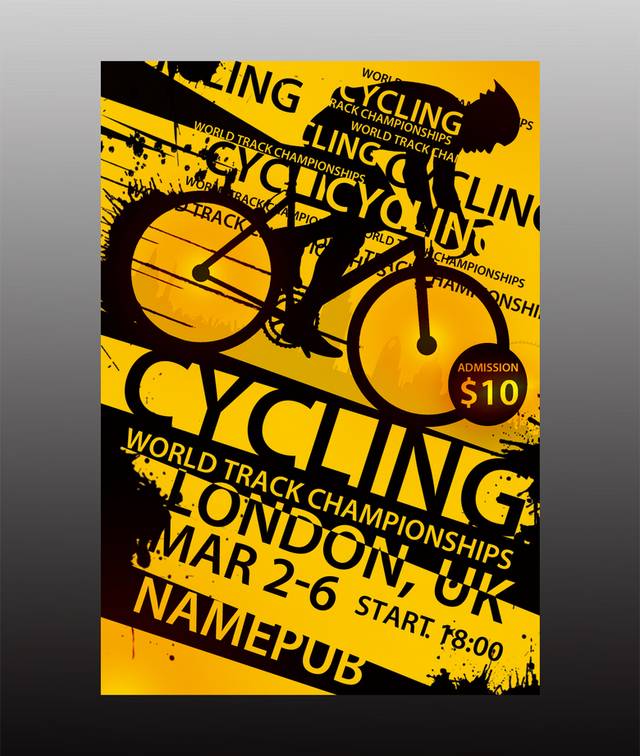 黄色时尚自行车运动海报