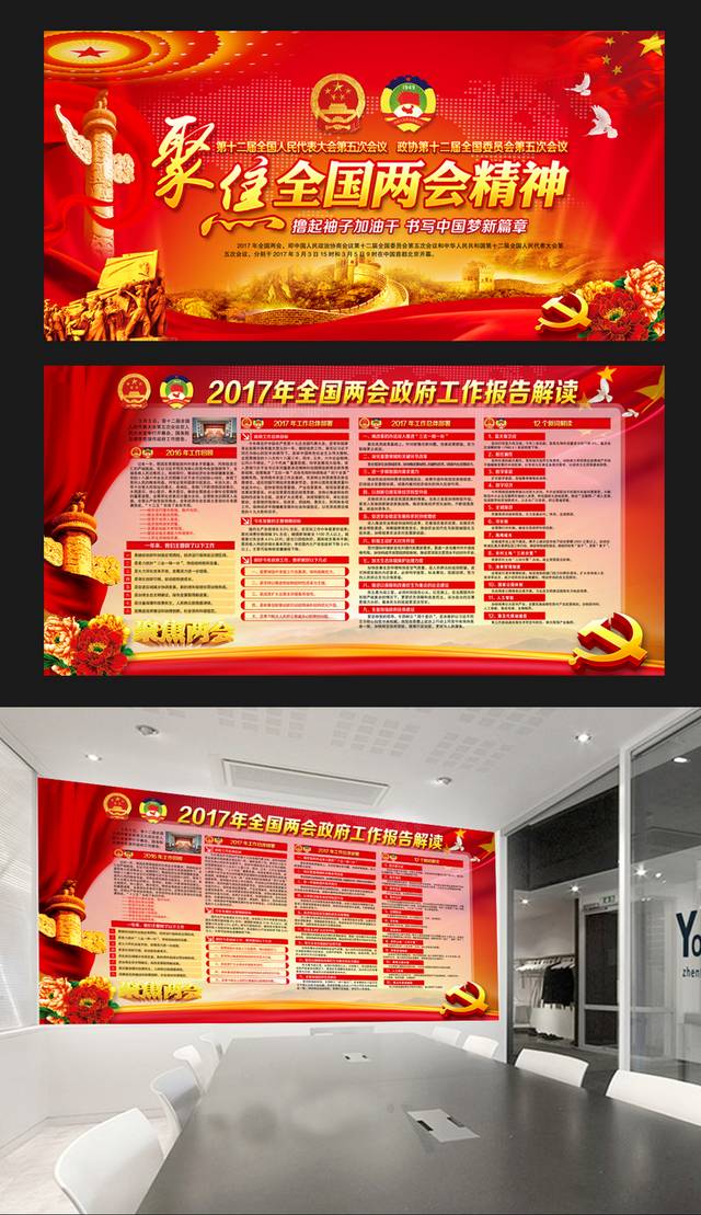 聚焦全国两会精神展板